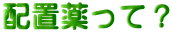 配置薬って？ 